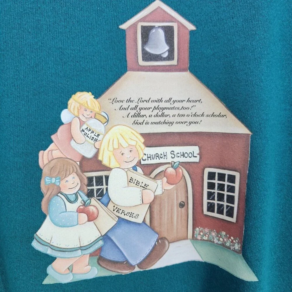 Tultex Vintage Sweatshirt 90s Womens Large Church School Teacher Pullover - Picture 3 of 13